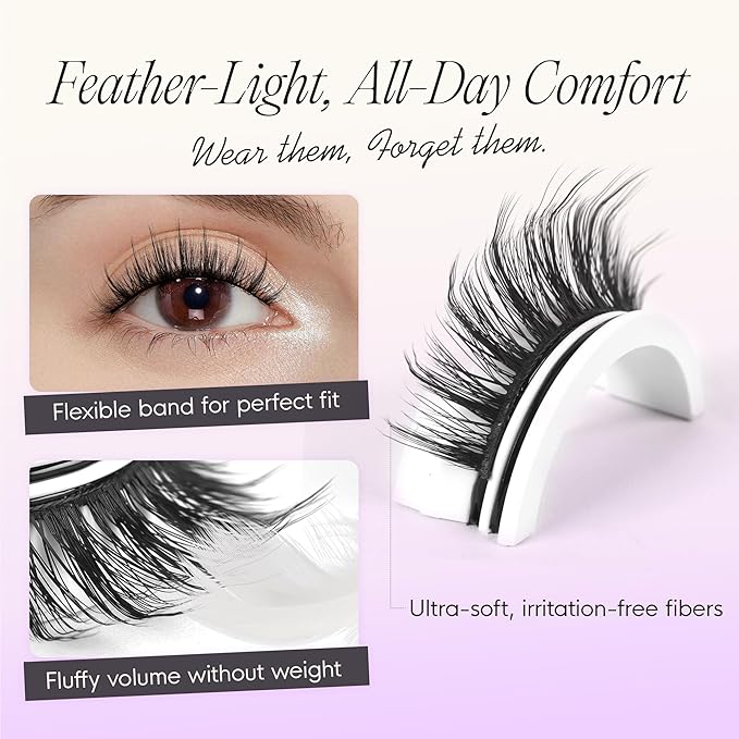 BEYELIAN Manga Lashes Self Adhesive Eyelashes Natural Look Anime Lashes Wispy Spiky 3D Volume Eyelashes Korean Japanese Asian Cosplay Fake Eyelashes CS121
