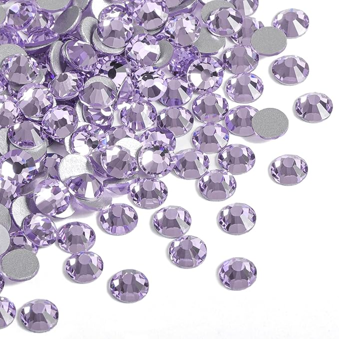 Beadsland Flat Back Crystal Rhinestones Round Gems for Nail Art and Craft Glue Fix, Violet, 3.8-4.0mm, SS16/1440pcs