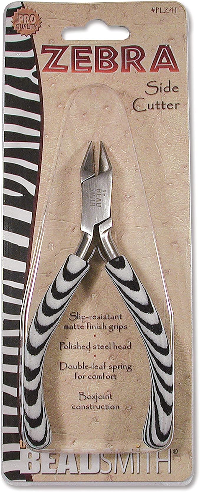 The Beadsmith Side Cutter – Zebra Print Line – 5 inches (127 mm) – Comfortable Handle with Double Leaf Springs – Jewelry Making Tool for Creating Bracelets, Earrings and Necklaces
