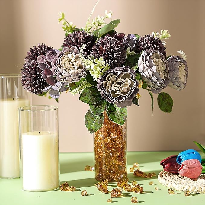 Syhood 570 Pcs 5 Sizes Amber Fake Crushed Ice Rocks Acrylic Crystal Gems Sparking Amber Plastic Diamonds Marble for Vase Fillers DIY Craft Wedding Table Scattering Room Decoration