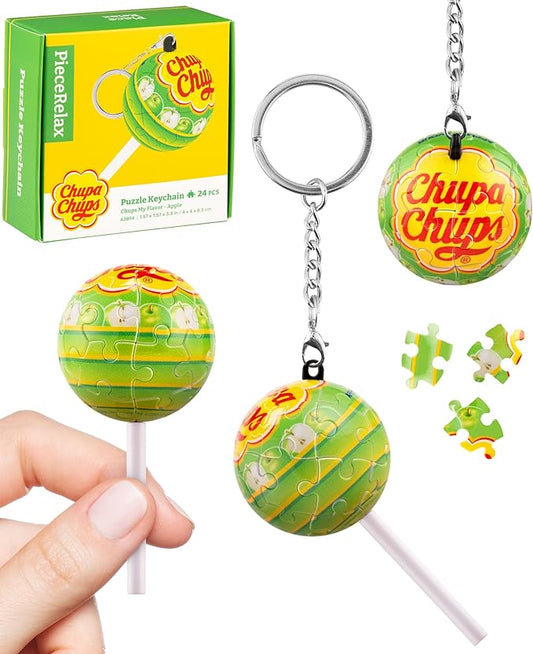 PieceRelax Chupa Chups X 3D Puzzle Keychain 24 Plastic Pieces - Chups My Flavor - Portable Key Ring Unique Gifts