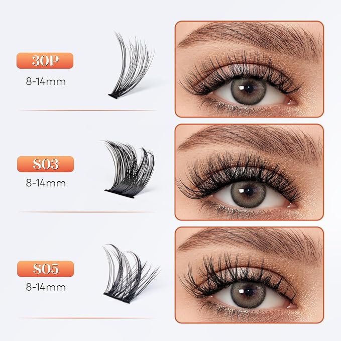 Lash Clusters-VYRILA 0.07mm Wispy Eyelashes C Curl Eyelash Clusters 8-14mix Individual Lashes Extension DIY at Home (S03+S05 138pcs-8-14mix)