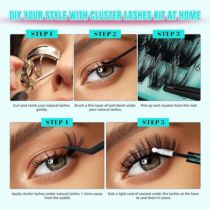 Lash Clusters 320Pcs 70D Eyelashes Cluster D Curl Individual Wispy Lashes Cluster for DIY Cluster Eyelash Extensions at Home for Beginners (Mix10-16mm)