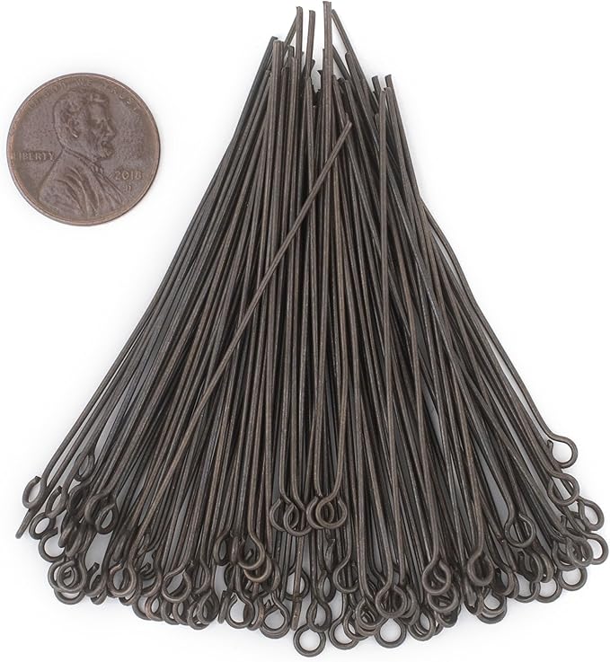 The Bead Chest Antiqued Brass 21 Gauge 2.5 Inch Eye Pins (Approx 100 Pieces)