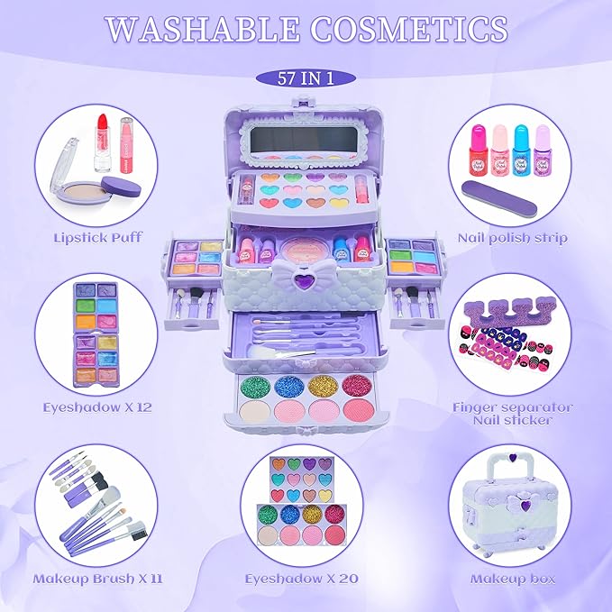Kids Makeup Sets for Girls 5-8 - Washable Makeup for Kids 8-12, Maquillaje para Niñas, Play Make Up Kit, Toys for Little Girl, Princess Toddler Kid Stuff, Ages 3456789 10 Year Old Girl Birthday Gifts