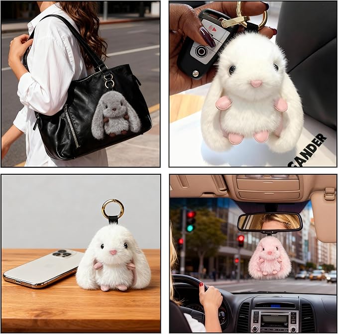 Cute Plush Keychain, Car Pendant, Bag Purse Backpack Charm Accessory, Gift for Girls Women