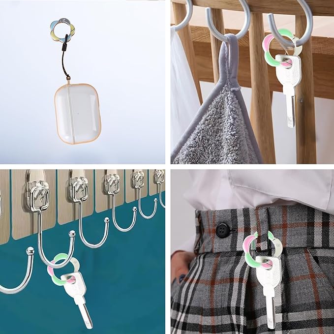 12Pcs Colorful Cute Carabiners Keychain Clip,Sunflower Shape Clip Aluminum Hook Accessories Snap Link Key Chain Ring Hook