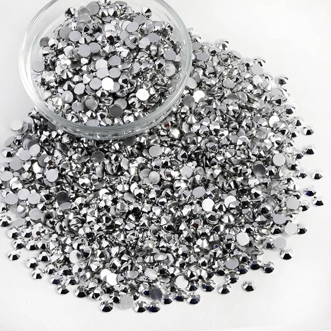 Beadsland Flatback Rhinestones Bulk,14400pcs Silver Rhinestones for Nails Crafts Clothes DIY Decoration, Silver Hematite, SS20, 4.6-4.8mm