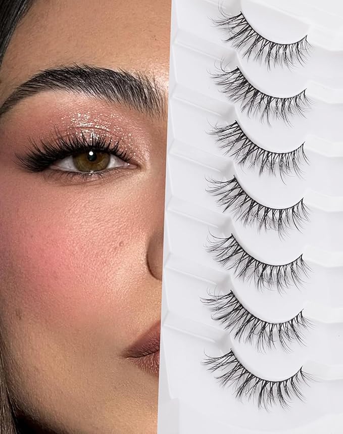 Lashes Natural Cat eye Strip Lash Natural Look Flared Eyelashes Fairy False Eye Lashes Fluffy False Eyelashes Wispy 7 Pairs D97