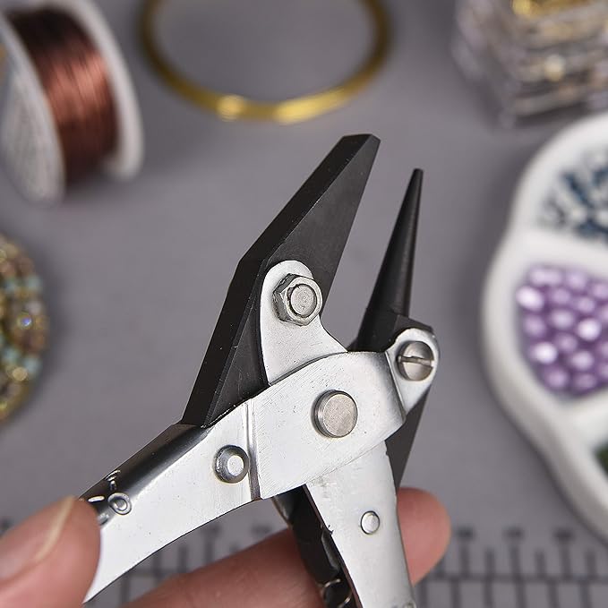 The Beadsmith Round Nose/Concave Parallel Pliers - 5.71 inches (145mm), Steel tool for jewelry making, no spring