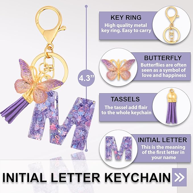 Alphabet Initial Letter Keychain Cute Heart Resin - Letter Keychain for Backpack Charms - Initial Keychains for Women