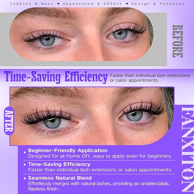 Wispy Lash Clusters Kit Natural Look Lash Clusters DIY Lash Extension Kit 10-18mm Cluster Eyelash Extensions Kit Lash Bond and Seal Lash Tweezers Individual Lashes Cluster Kit DIY Lash at Home