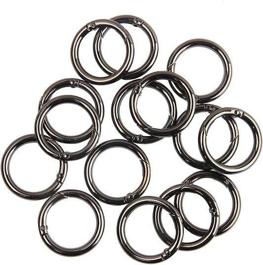 12pcs Trigger Spring O Rings Round Carabiner Clip Snap for Keyrings Buckle, Bags,Purses (Gun Black, 1 1/4 inch)