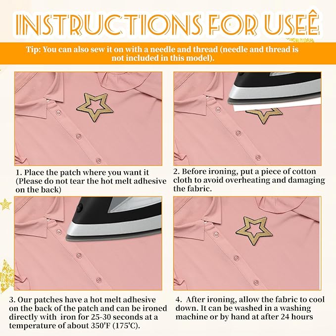 20pcs Star Iron on Patches, 5 Colors Star Embroidered Appliques Sew on Patches, Sequin & Glitter Embroidered Patches for DIY Clothes Pants Hats Shoes Bags
