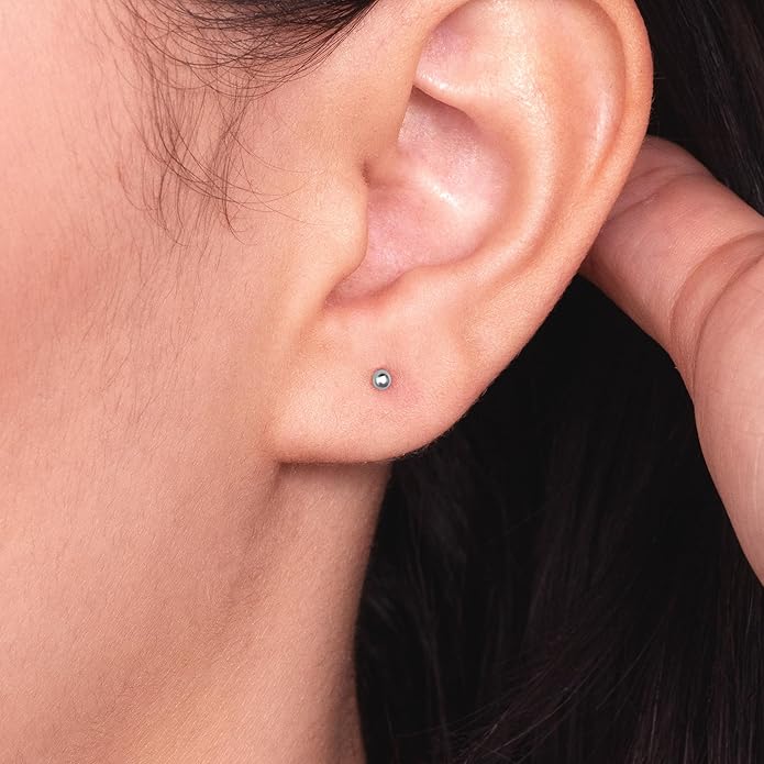 14k Real White Gold Ball Stud Earrings for Women & Men (2mm-8mm Diameter) - Real 14k Gold, Secure Screw Back Design