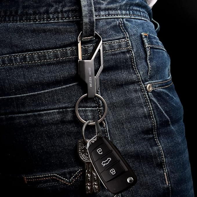 KESTAR Car Key Chain Key Ring Business Keychain Car Key Ring Key Organization for Men and Women, Classic Black