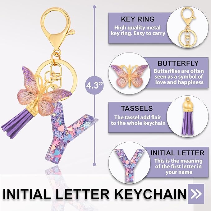 Alphabet Initial Letter Keychain Cute Heart Resin - Letter Keychain for Backpack Charms - Initial Keychains for Women