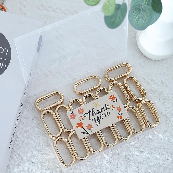 50Pcs Gold Oval Shape Carabiners Clip,Cute Carabiners Keychain Purse Clip, Heavy Duty Opening O Ring Carabiner for Keychains,Backpacks, Keys