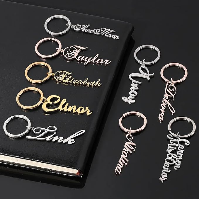 Personalized Name Keychain Custom Stainless Steel Letters Pendant as Special Christmas Gift for Women Girls