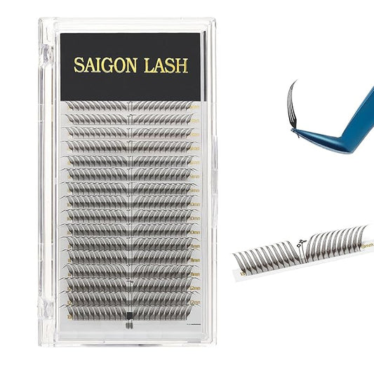SAIGON LASH Foxy Effect Promade Fans – Wispy Volume Lashes, CC Curl 0.07, 6–13mm Mixed Length, Handmade Loose Lash Extensions for Natural Lift (Dark chocolate-CC-0.07-6 - 13mm)