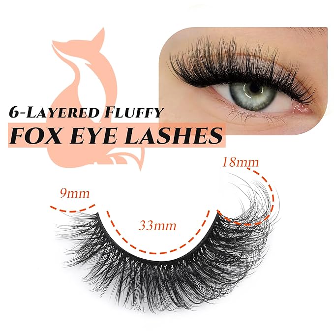 Natural Fox Eye Lashes Wispy False Eyelashes 18mm Fluffy Mink Lashes D Curl Fake Cat Eyelashes Multipack by TOOCHUNAG