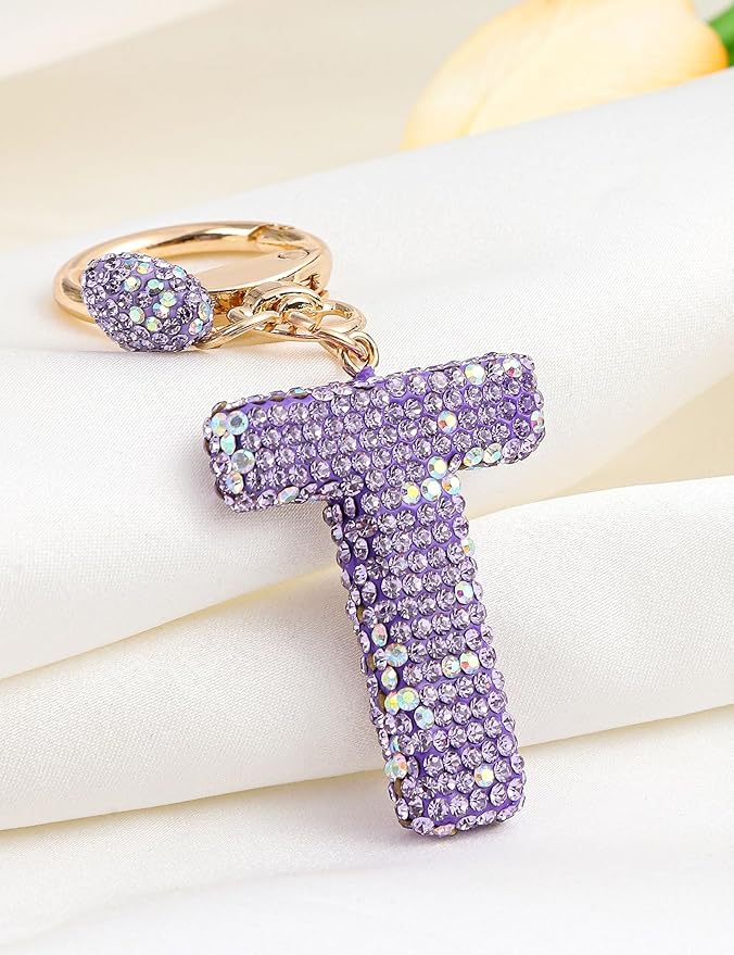Initial Keychain for Women Girls,Bling Letter Key chain Initial with Heart,Pink Keychain Charms for Backpack Handbag