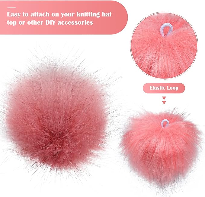 Tatuo 16 Pcs Faux Fur Pom Poms for Hat 4 Inches Large Fluffy Pom Balls for Crafts Knitting Beanies Shoes Scarves Bag Pompoms Keychain Charms Winter DIY Accessories (Multicolor)