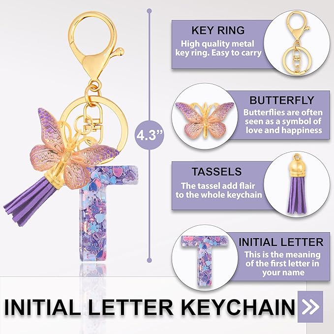 Alphabet Initial Letter Keychain Cute Heart Resin - Letter Keychain for Backpack Charms - Initial Keychains for Women