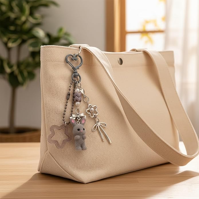 3 Pcs Aesthetic Y2K Keychain Accessories Bunny Dog Cat Keychain Pendant Star bow baseball pendant Bag Charms Backpack Handbag Charms Christmas Gifts