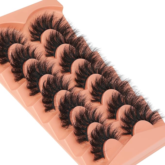 Fluff Eyelashes 8D Fox Eye lashes 18mm Natural False Eyelashes 7 Pairs Full Volume Faux Mink Lashes Multipack by TOOCHUNAG