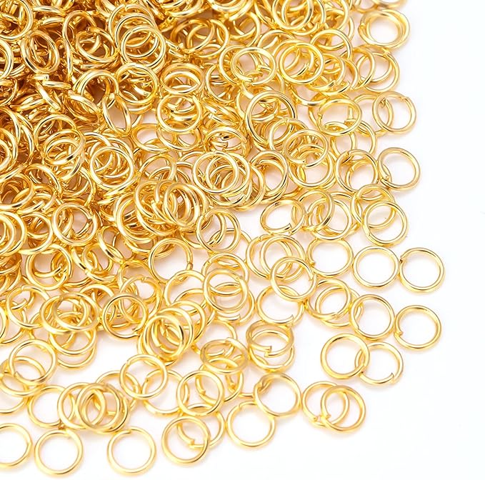 1000 Pcs 4mm Open Jump Rings Gold Plated Jump Rings for Jewelry Making Iron Made Single Ring Bulk for DIY Craft Earring Necklace Bracelet Pendant Choker Jewelry Making Findings