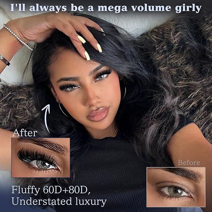 Fluff Lash Clusters 60D+80D Thick Eyelash Clusters D Curly Wispy Individual Lashes 10-18mm Cluster Eyelash Extensions 280pcs False Eyelashes DIY Flat Lash Extension by TOOCHUNAG