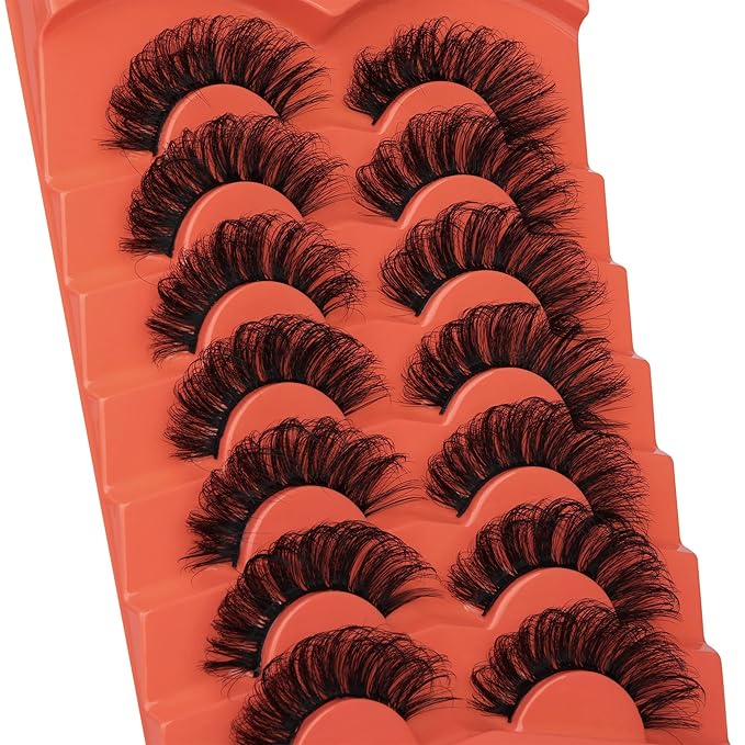Natural False Eyelashes Wispy Lashes 17mm Eyelashes that Look Like Lash Extensions 7 Pairs Volume Eye Lashes Multipack by Focipeysa