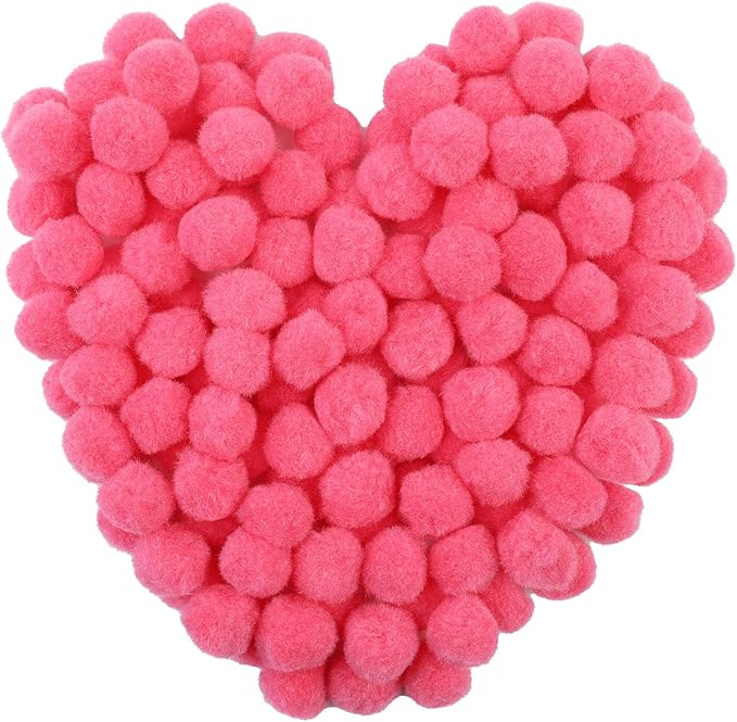 MORFEN 150 Pcs Pom Poms, 1 Inch Dark Pink Craft Pom Poms, Fuzzy Pompom Puff Balls, Small Pom Pom Balls for DIY Arts, Crafts Projects, Home Decorations