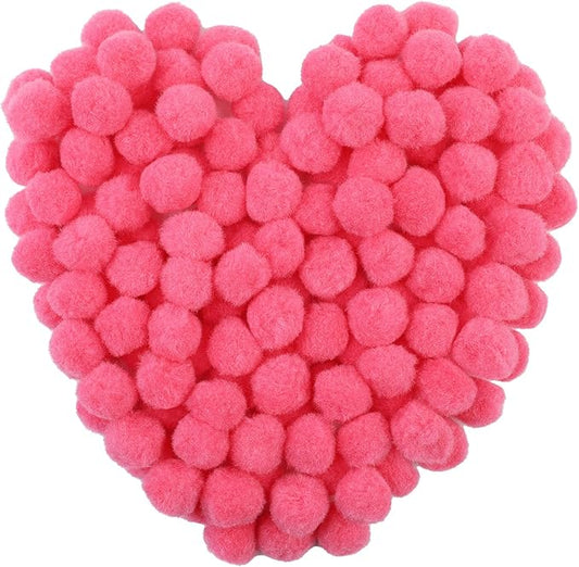 MORFEN 150 Pcs Pom Poms, 1 Inch Dark Pink Craft Pom Poms, Fuzzy Pompom Puff Balls, Small Pom Pom Balls for DIY Arts, Crafts Projects, Home Decorations