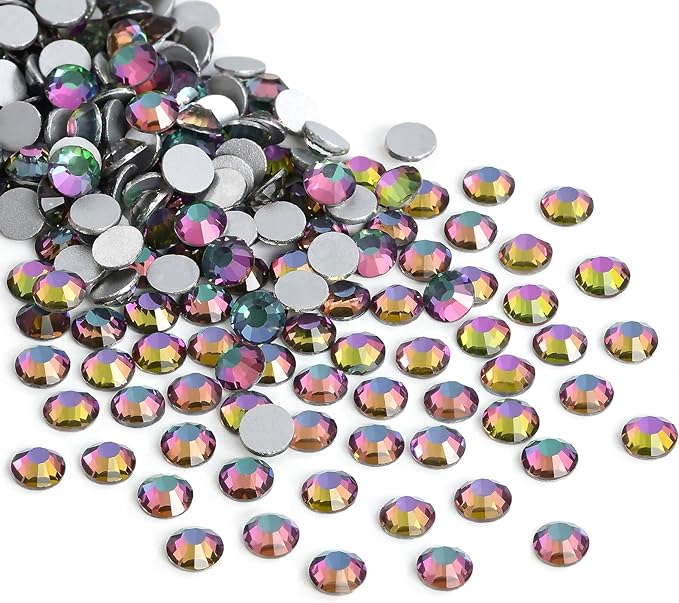 Glue Fix Crystal Flatback Rhinestones Glass Diamantes Gems for Crafting Nail Art Crafts Decorations Clothes Shoes 4.8mm (ss20 1440pcs, Green Volcano)