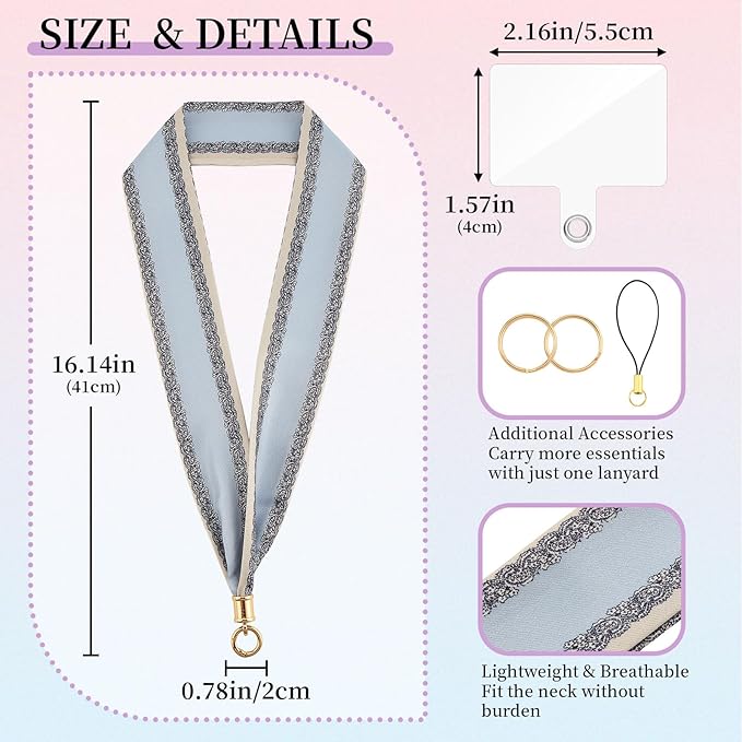 ZOOEASS Phone Lanyard Charm with Tether Tab Neck Lanyards for ID Badges Car Key Women Cute Scarf Keychain Strap Around Neck