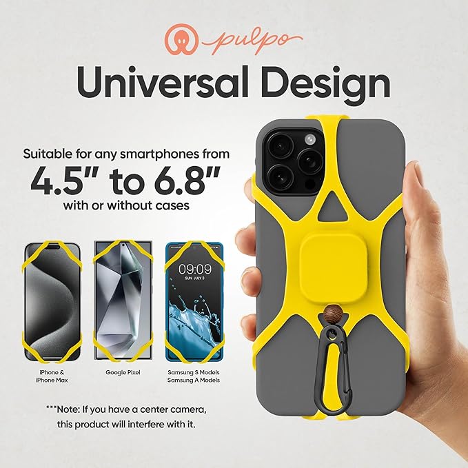 Pulpo Anti Theft Phone Leash with Retractable Dyneema Tether, Secure Phone Leash and Strap for Skiing, Kayak, Travel and Festivals, Fits Smartphones up to 6.8 Inches, Lightning Yellow