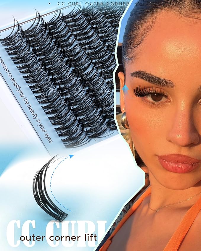 Goddvenus Wispy Lash Clusters Kit Natural Eyelashes Clusters CC Curl Cluster Eyelash Extensions Lightweight Individual Lashes DIY Lash Extension Kit 10-18mm False Eyelashes
