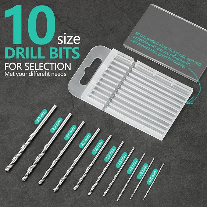 Hand Drill Set for Resin Crafts, Pin Vise Jewelry Making Kit with 10 Drill Bits, 600 Eye Screws, 15 Keychain Rings – Push Drill Tool for Epoxy, Molds, DIY Projects (Pin Vise Hand Drill Set - 1)