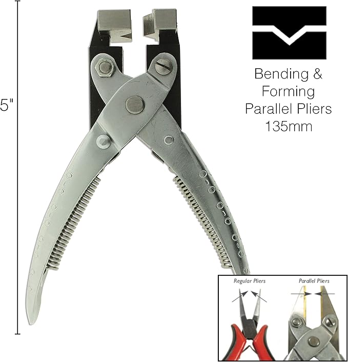 The Beadsmith Bending and Forming Parallel Plier, 5.25 inches (135mm), Steel tool for jewelry making, with spring handle