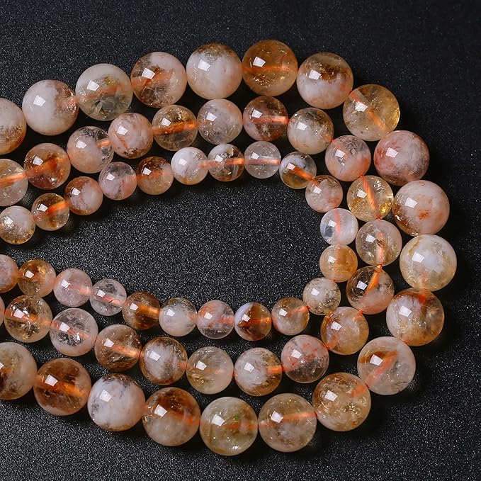 4MM 86PCS Natural Stone Citrine A Grade Quartz Crystal Loose Beads for Jewelry Making DIY Bracelet Necklace 1 Strand 15’’