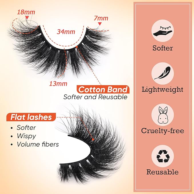 Mink Lashes Full Volume False Eyelashes 18mm Dramatic Faux Mink Eyelashes Natural Look Cat Eye Volume Eye Lashes Multipack by Focipeysa