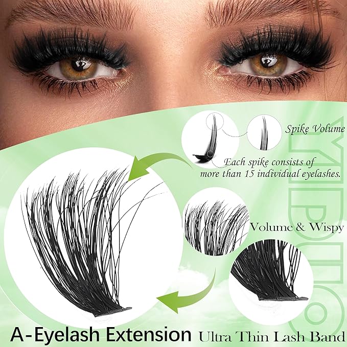 YIDUO 6 Box Mix Lashes Clusters Kit Gift Packs 1686Pcs with 2X Bond&Seal Volume Mega/Bottom Soft Extension False Eyelash D Curl Wispy Natural DIY Individual Fake Eyelashes for Beginners Bulk Pack