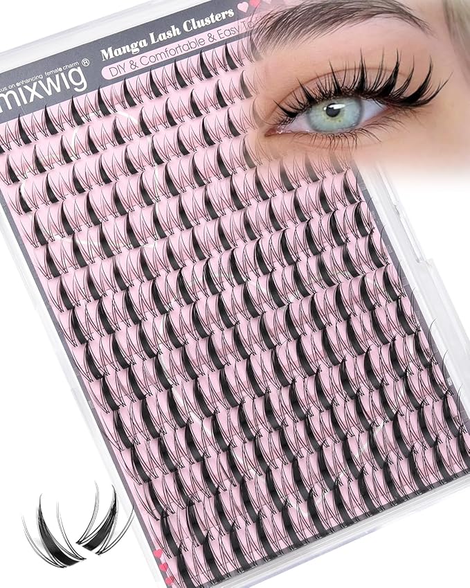 Manga Lash Clusters Fairy Eyelash Clusters Anime Cluster Eyelash Extensions Natural Wispy Individual Lashes Spiky Invisible Band Lash Extension CD Curly 10-18MM DIY Viva Cluster Lashes by Lvmixwig