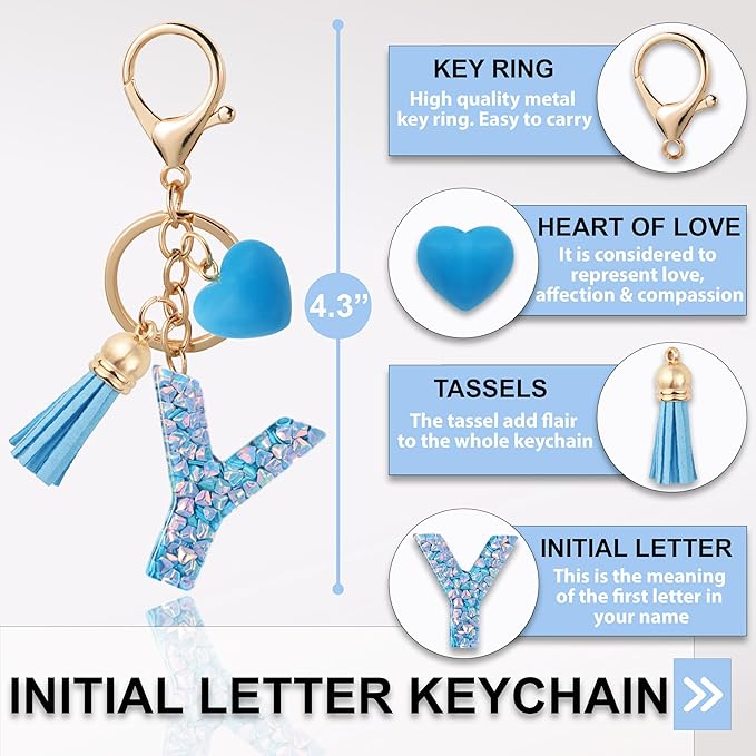 Alphabet Initial Letter Keychain Cute Heart Resin - Letter Keychain for Backpack Charms - Initial Keychains for Women