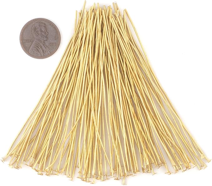 The Bead Chest Gold 21 Gauge 3 Inch Head Pins (Approx 100 Pieces)