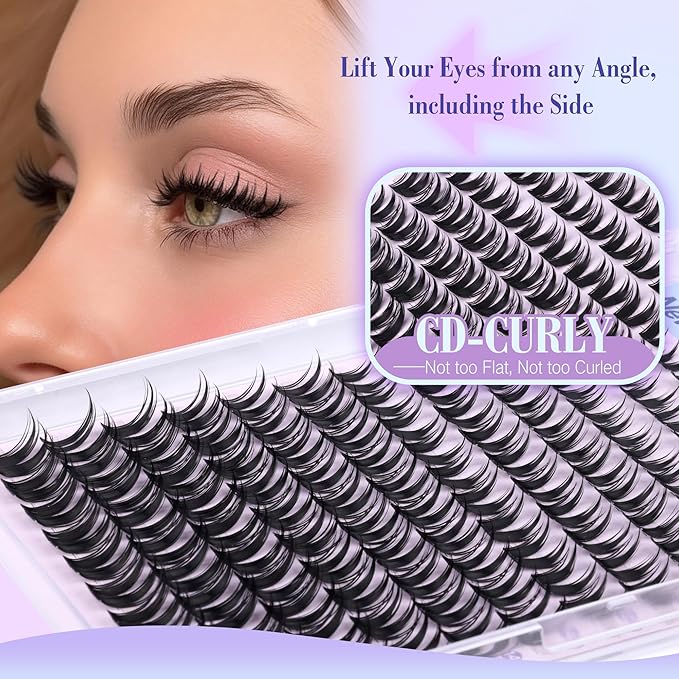 Manga Lash Clusters Wispy Spikes Eyelash Clusters Anime Fairy Cluster Eyelash Extensions Natural 8-16MM Individual Lashes CD-Curly DIY Lash Extension at Home by Newcally