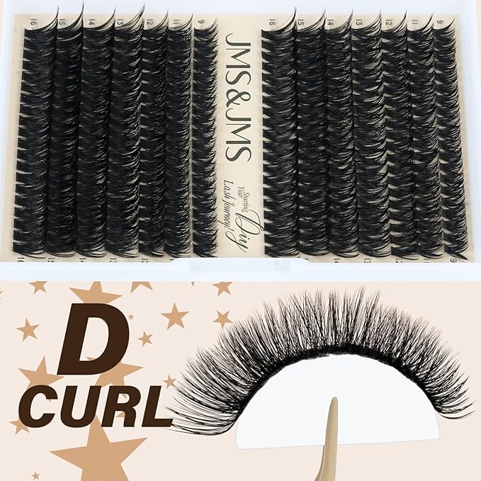 DIY Lash Extension Kit 60D+80D JMS&JMS Lash Clusters Kit D Curl 9-16MIX Individual Lashes Kit Waterproof Eyelash Extension Kit with Lash Bond and Seal Lash Applicator Tool Fluffy Cluster Lashes Kit