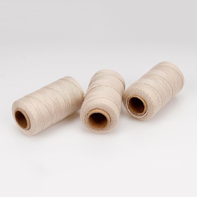 Lusecarl Polyester Thread 110 Yards Each Spool for Hair Extensions, 3 Rolls Weave Sewing Threads for Hand Sewing, Making Wigs DIY (3 Thread, Blond)